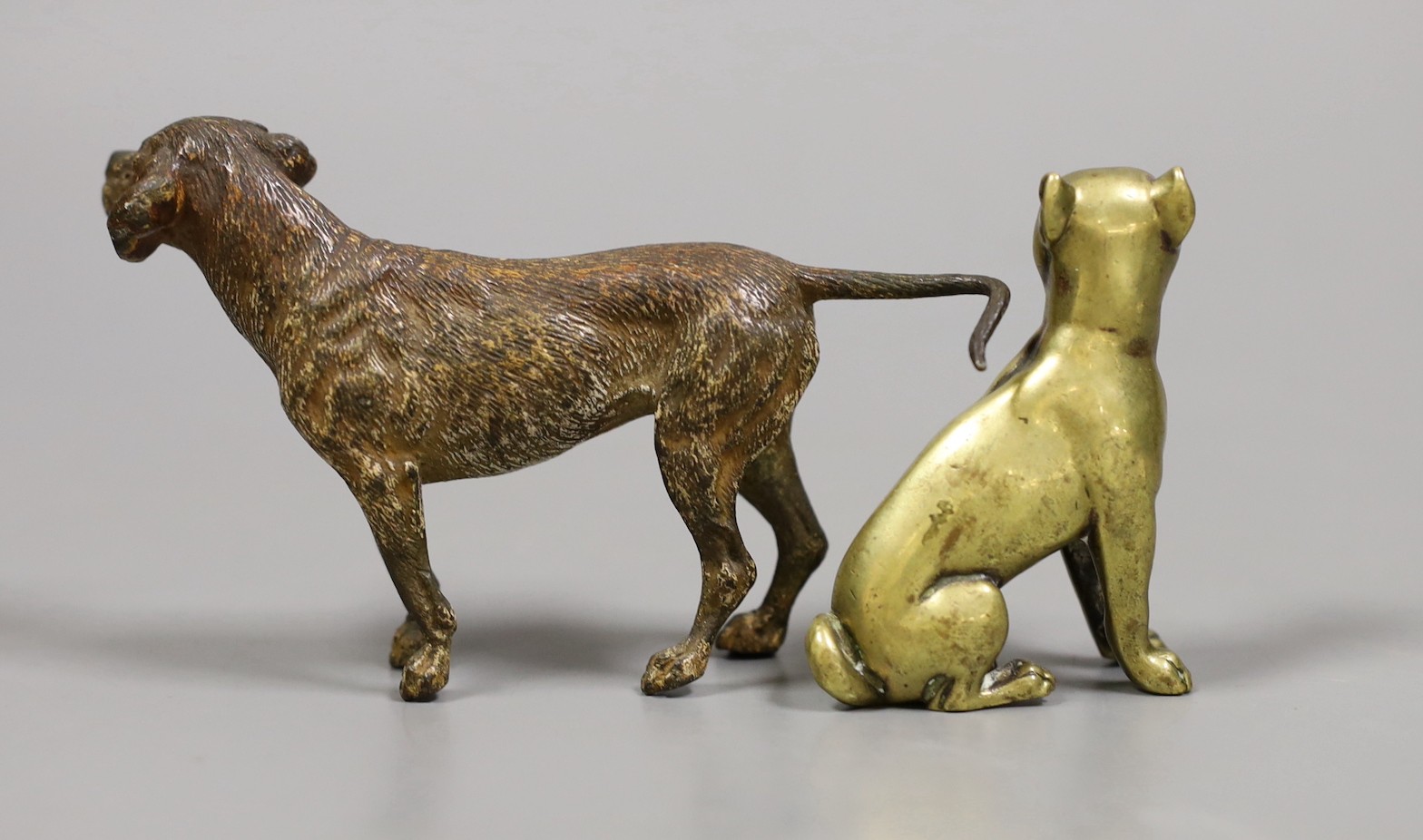 An Austrian cold-painted bronze figure of a dog and another, tallest 7.5cm